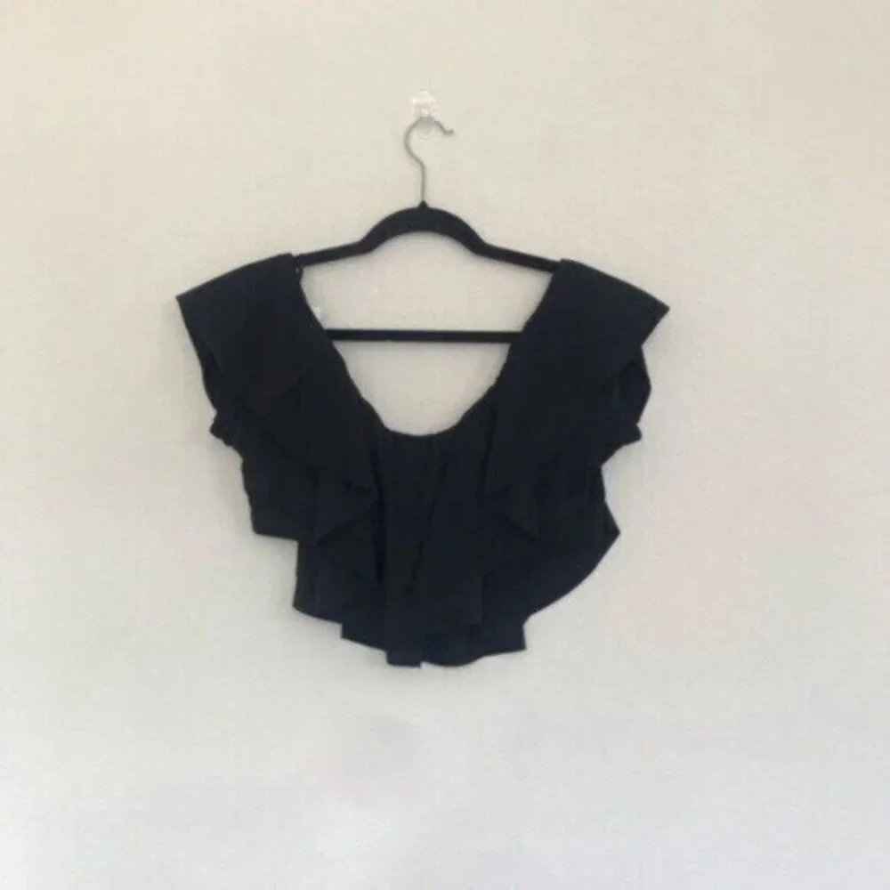 Unique Vintage Size 1X Black Ruffled Ramona Swim Top NWT - Picture 4 of 6